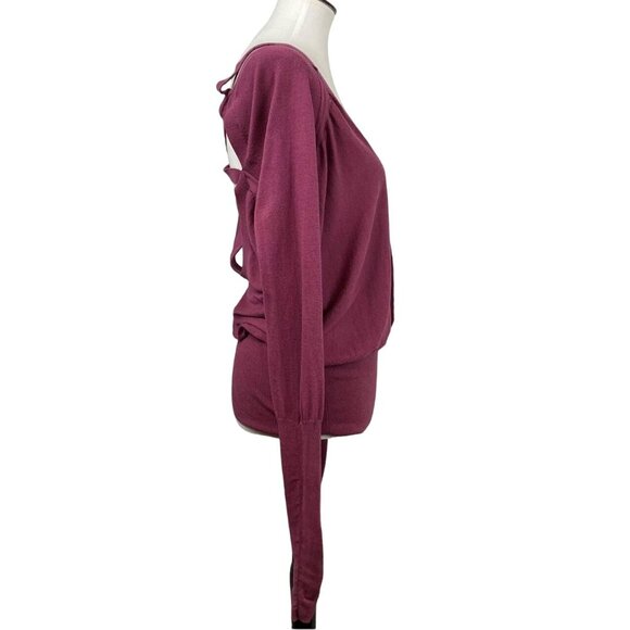 Free People Thin Knit Pullover Sweater Top Women's Size Small Cut Out Balloon Sl - Picture 5 of 9